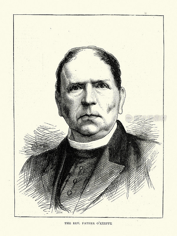 神父罗伯特・奥基夫(Robert O'Keeffe)， 1814-81年，爱尔兰天主教牧师和教育家，生于基尔肯尼州卡兰镇格林圣